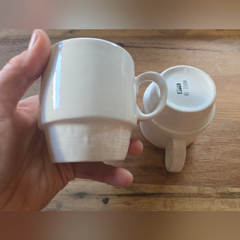 🍵 Vintage Handmade Stacked Tea Cups – Made in Korea – Set of 2 ☕️
